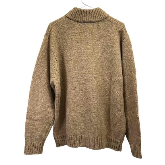 Vintage LL Bean Mens Brown Full Zip Ribbed Shetland Wool Cardigan Large - Picture 2 of 12